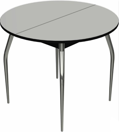 Раздвижной стол Ривьера исп. круг хром №5 (стекло белое/черный) в Тюмени - изображение