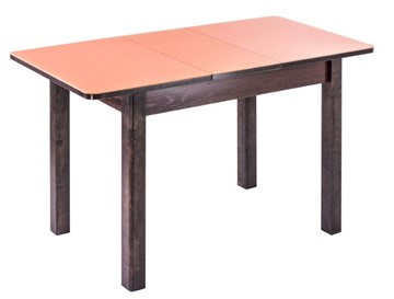 Кухонный раскладной стол Айсберг-01 СТ1, венге ЛДСП/стекло оранжевое/42 прямые массив венге в Тюмени
