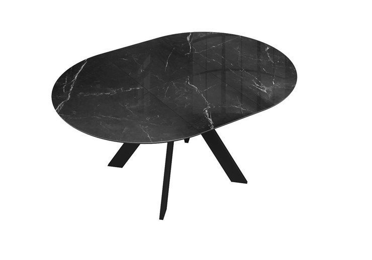 Стол раздвижной DikLine SFC110 d1100 стекло Оптивайт Черный мрамор/подстолье черное/опоры черные в Тюмени - изображение 4