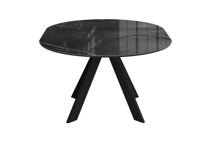 Стол раздвижной DikLine SFC110 d1100 стекло Оптивайт Черный мрамор/подстолье черное/опоры черные в Тюмени - изображение 5
