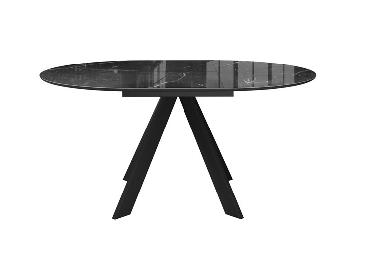 Стол раздвижной DikLine SFC110 d1100 стекло Оптивайт Черный мрамор/подстолье черное/опоры черные в Тюмени - изображение 9