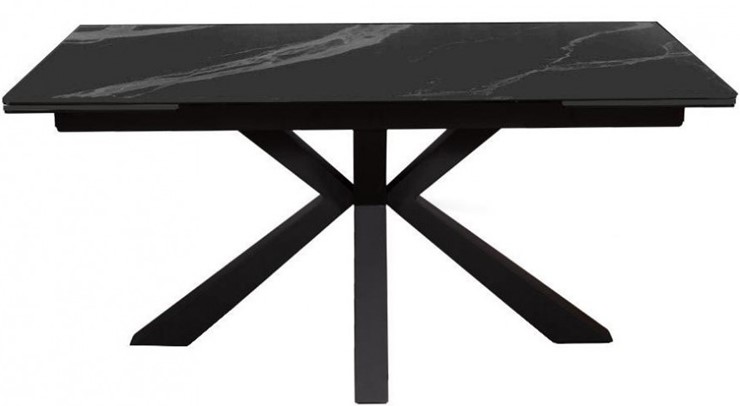 Стол обеденный раздвижной DikLine SFE140 Керамика Черный мрамор/подстолье черное/опоры черные (2 уп.) в Тюмени - изображение 1