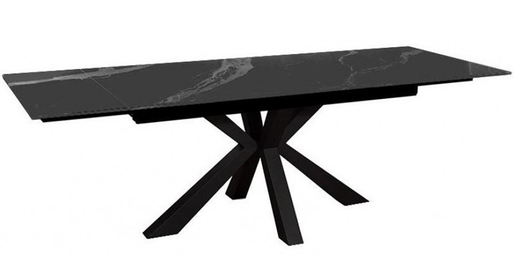 Стол обеденный раздвижной DikLine SFE140 Керамика Черный мрамор/подстолье черное/опоры черные (2 уп.) в Тюмени - изображение 3