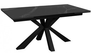 Стол кухонный раскладной раздвижной DikLine SFE140 Керамика Черный мрамор/подстолье черное/опоры черные (2 уп.) в Ишиме