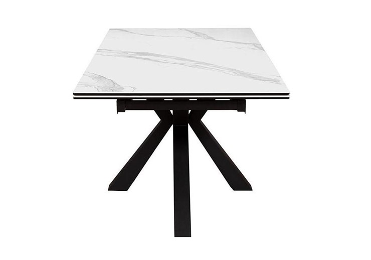 Стол раздвижной DikLine SFE160 Керамика Белый мрамор/подстолье черное/опоры черные (2 уп.) в Заводоуковске - изображение 3