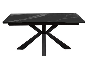 Стол обеденный раздвижной DikLine SFE160 Керамика Черный мрамор/подстолье черное/опоры черные (2 уп.) в Тюмени