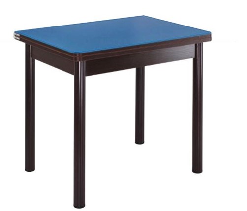 Кухонный пристенный стол СПА-01 СТ2, венге ЛДСП/стекло синие/38 прямые трубки крашеные коричневый в Заводоуковске - изображение