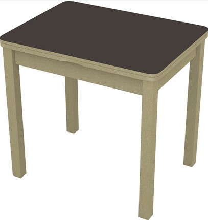 Кухонный раздвижной стол Бари дерево №8 (стекло коричневое/дуб выбеленный) в Тюмени - изображение