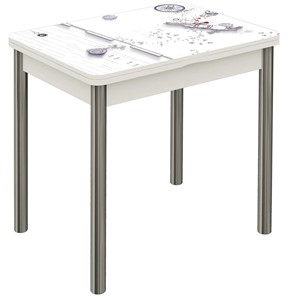 Обеденный раздвижной стол Бари хром №6 (Exclusive h174/белый) в Тюмени