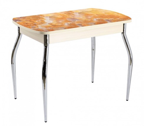 Кухонный раскладной стол ПГ-07 СТФ, дуб молочный лдсп/оникс/35 хром гнутые в Тюмени - изображение