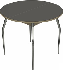 Обеденный раздвижной стол Ривьера исп. круг хром №5 (стекло коричневое/дуб выбеленный) в Тюмени