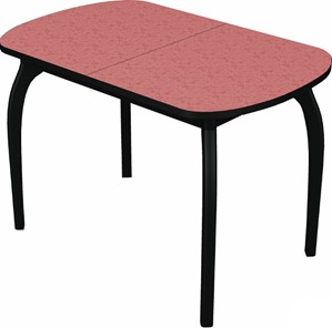 Кухонный стол раскладной Ривьера мини дерево №1, пластик (цветы красные/черный) в Тюмени - предосмотр