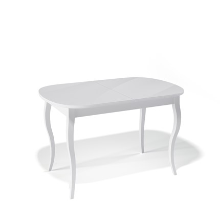 Кухонный раздвижной стол Kenner 1300C (Белый/Стекло белое сатин) в Заводоуковске - изображение