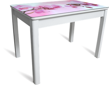Раздвижной стол Айсберг-02 СТФ, белое лдсп/орхидея/40 прямые массив белые в Тюмени
