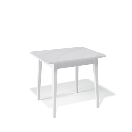 Кухонный раздвижной стол Kenner 900M (Белый/Стекло белое глянец) в Тюмени - изображение