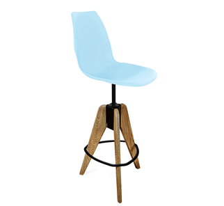 Барный стул SHT-ST29/S92 (пастельно-голубой/брашированный коричневый/черный муар) в Тюмени