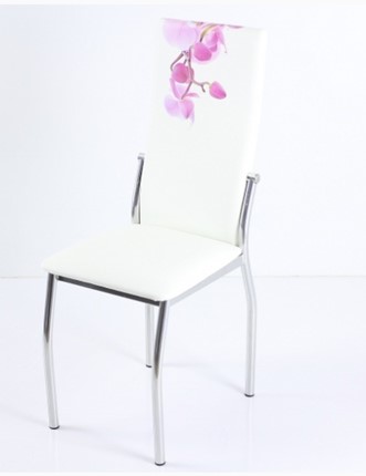 Стул В-610 СТ хром люкс/белый, фотопечать орхидея в Тюмени - изображение