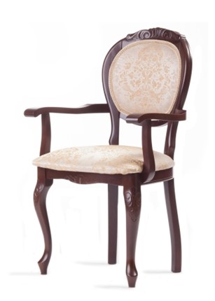 Обеденный стул Барокко с резьбой и подлокотниками (стандартная покраска) в Заводоуковске - изображение