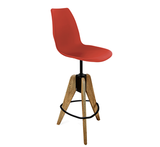 Барный стул SHT-ST29/S92 (красный ral 3020/брашированный коричневый/черный муар) в Тюмени