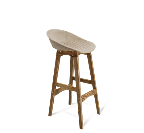 Барный стул SHT-ST19-SF1 / SHT-S65 (ванильный крем/дуб брашированный коричневый) в Тюмени - изображение