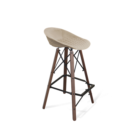 Барный стул SHT-ST19-SF1 / SHT-S80 (ванильный крем/темный орех/черный) в Тюмени - изображение