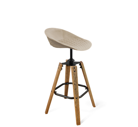 Барный стул SHT-ST19-SF1 / SHT-S93 (ванильный крем/браш.коричневый/черный муар) в Тюмени - изображение