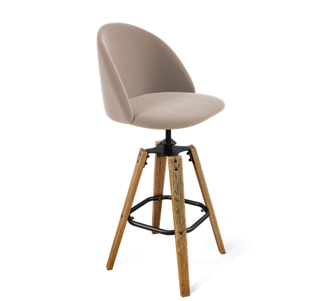 Барный стул SHT-ST35 / SHT-S93 (латте/браш.коричневый/черный муар) в Тюмени - изображение