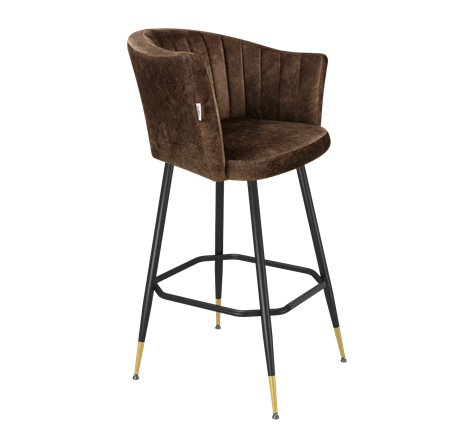 Барный стул SHT-ST42-1 / SHT-S148 (кофейный трюфель/черный муар/золото) в Тюмени - изображение