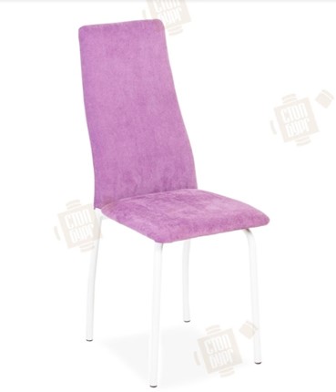 Обеденный стул Волна, каркас металл белый, инфинити фиолетовый в Заводоуковске - изображение