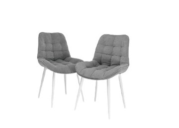 Комплект из 2-х  мягких стульев для кухни Комфорт серый белые ножки в Тюмени - предосмотр