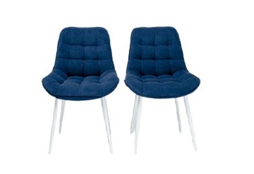 Комплект из 2-х обеденных стульев Комфорт синий белые ножки в Тюмени
