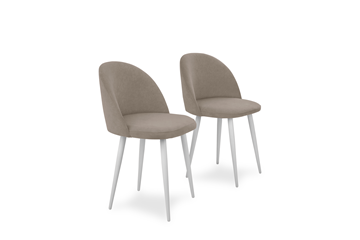 Комплект из 2-х  мягких стульев для кухни Лайт бежевый белые ножки в Тюмени
