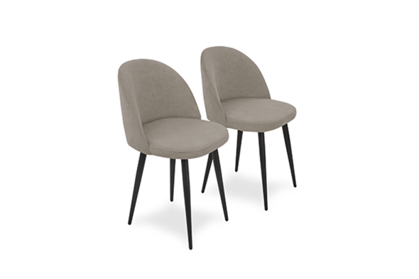Комплект из 2-х  мягких стульев для кухни Лайт бежевый черные ножки в Тюмени - изображение