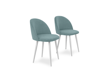 Комплект из 2-х  мягких стульев для кухни Лайт мятный белые ножки в Тюмени - предосмотр