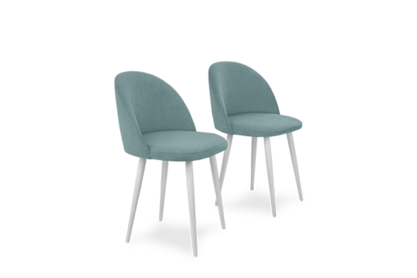 Комплект из 2-х  мягких стульев для кухни Лайт мятный белые ножки в Тюмени - изображение