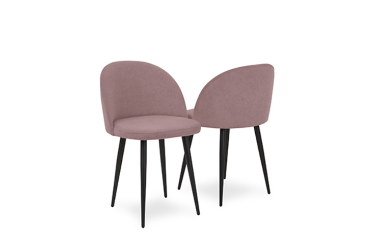 Комплект из 2-х  мягких стульев для кухни Лайт розовый черные ножки в Тюмени - изображение 1