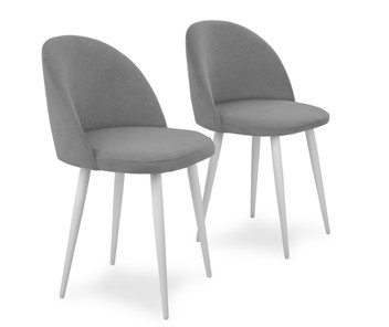 Комплект из 2-х  мягких стульев для кухни Лайт серый белые ножки в Тюмени