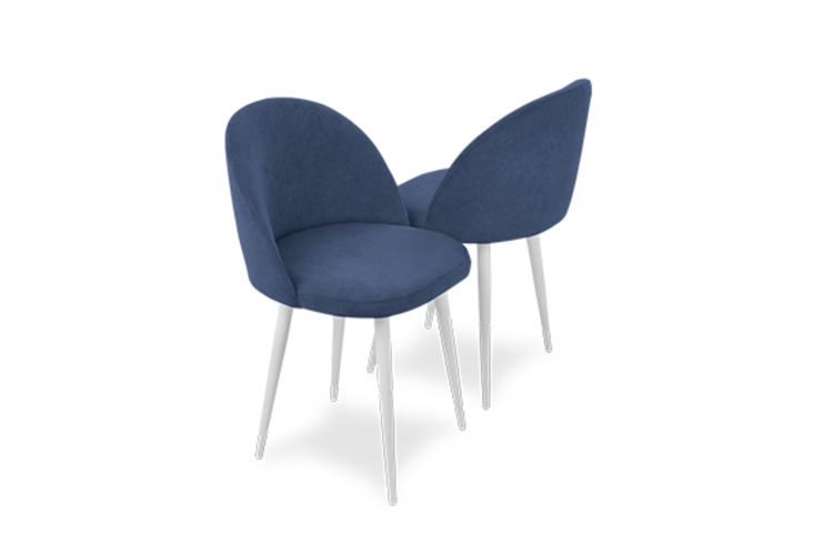 Комплект из 2-х  мягких стульев для кухни Лайт синий белые ножки в Тюмени - изображение 1