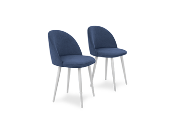 Комплект из 2-х  мягких стульев для кухни Лайт синий белые ножки в Тюмени