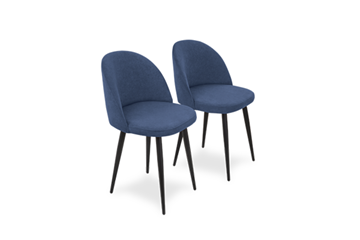 Комплект из 2-х  мягких стульев для кухни Лайт синий черные ножки в Тюмени