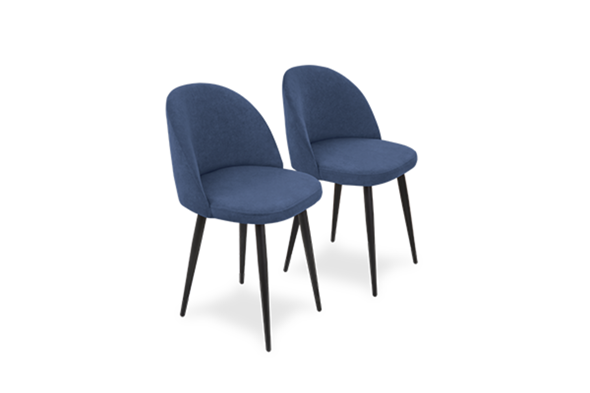 Комплект из 2-х  мягких стульев для кухни Лайт синий черные ножки в Тюмени - изображение