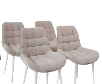 Комплект из 4-х обеденных стульев Комфорт бежевый белые ножки в Ишиме