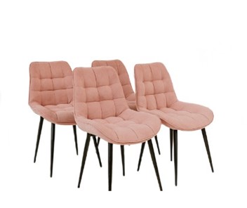 Комплект из 4-х  мягких стульев для кухни Комфорт розовый черные ножки в Тюмени