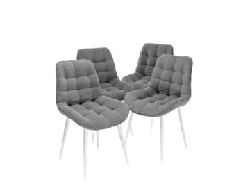Комплект из 4-х обеденных стульев Комфорт серый белые ножки в Тюмени