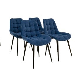 Комплект из 4-х обеденных стульев Комфорт синий черные ножки в Тюмени
