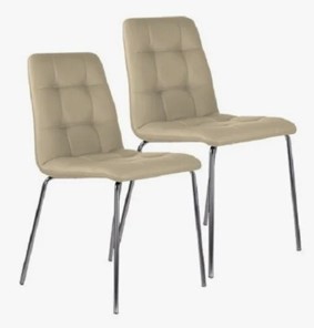 Комплект стульев 2 шт. BRABIX "Twins CF-011", хром каркас, экокожа, бежевый, 532766 в Тюмени