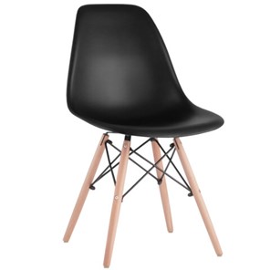 Комплект стульев 4 шт. BRABIX "Eames CF-010", пластик черный, опоры дерево/металл, 532631, 2033A в Тюмени