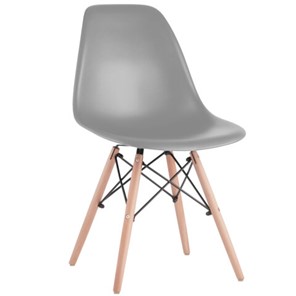 Обеденный стул BRABIX "Eames CF-010", пластик серый, опоры дерево/металл, 532632, 2033A в Тюмени