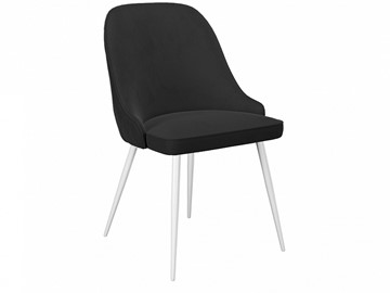 Обеденный стул 256, микровелюр К21 черный, ножки белые в Тюмени