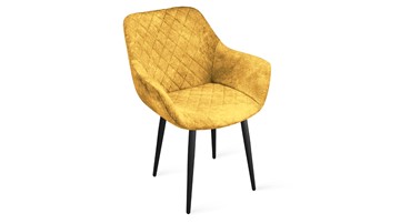 Обеденный стул Дастин К1С (Черный муар/Микровелюр Wellmart Yellow) в Тюмени - предосмотр